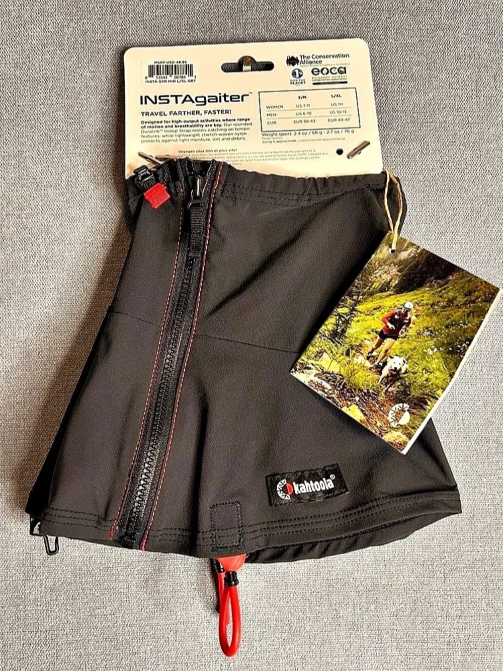 Kahtoola INSTAgaiter Mid Ultra-Light Hiking Gaiters Sz L/XL Black NWT NEW